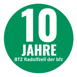 Rundes Icon: 10 Jahre BTZ Radolfzell der bfz